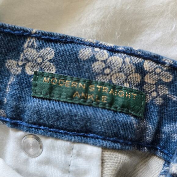Vintage Ralph Lauren/ Lauren Jeans Floral Print Denim Straight Ankle Size 12 - Picture 6 of 9